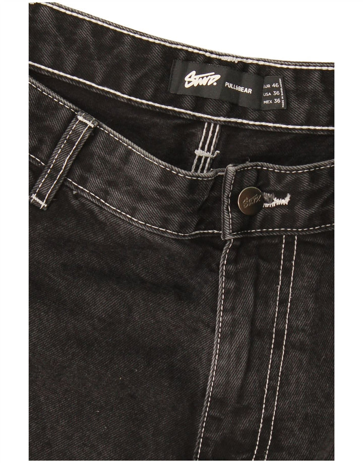 Pull & Bear Pantalones cortos vaqueros cargo para hombre EU 46 XL W36 Negro