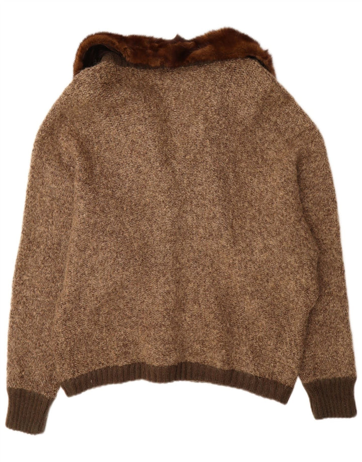 VINTAGE Suéter Cárdigan para Mujer Reino Unido 18 XL Marrón