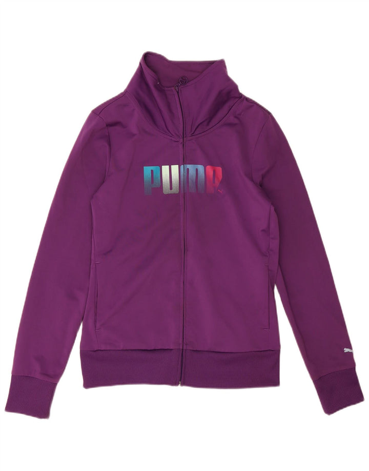 Puma Mujer Gráfico Chándal Top Chaqueta UK 12 Medio Púrpura Poliéster