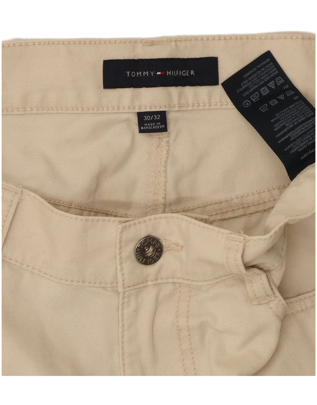 TOMMY HILFIGER Pantalones informales rectos para hombre W30 L32 Algodón blanco