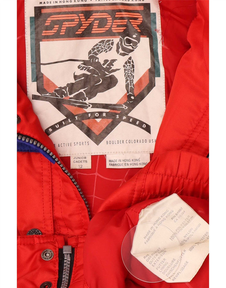 Spyder Chaqueta de esquí con capucha para niños 11-12 años Rojo Colorblock Poliéster