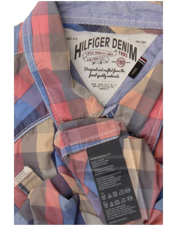 Camisa Tommy Hilfiger de manga corta con estampado gráfico de cuadros grandes multicolores para hombre