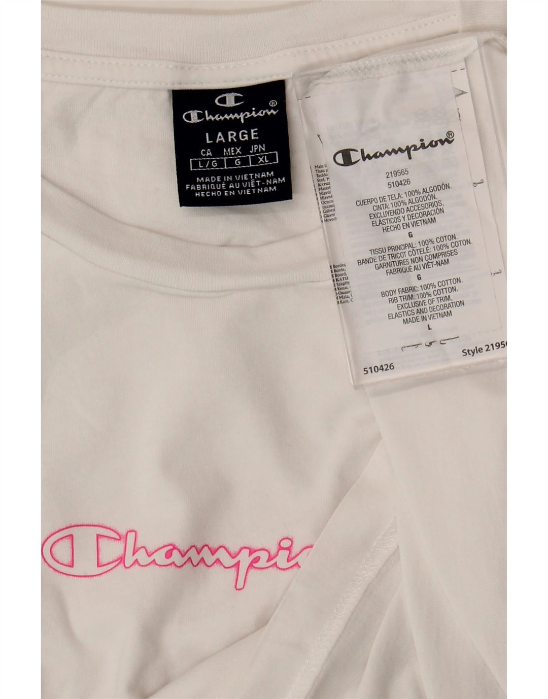 CHAMPION Mens Graphic T-Shirt Top Large White Cotton Vintage Champion and Second-Hand Champion from Messina Hembry 