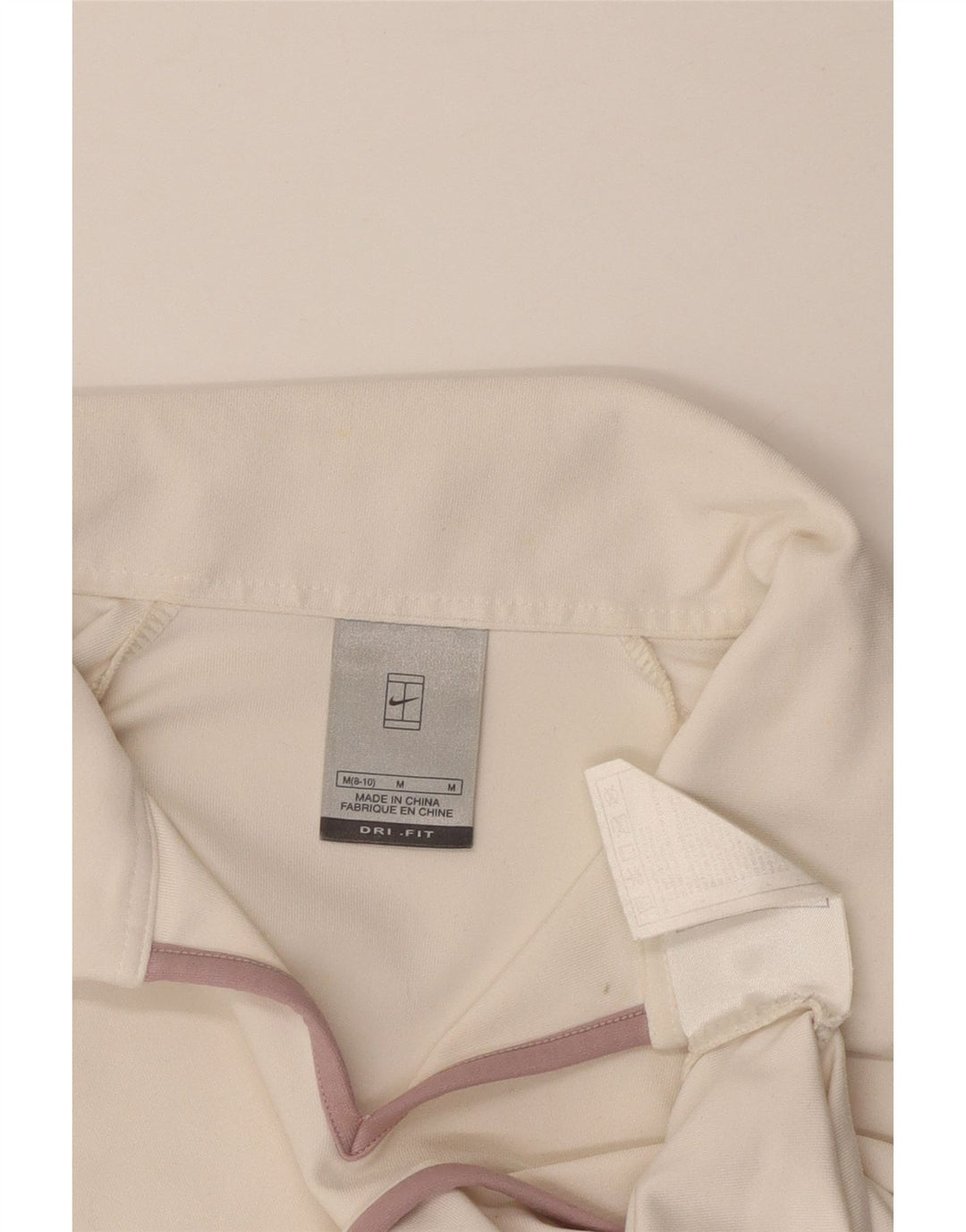 NIKE Polo corto Dri Fit para mujer US 8/10 Poliéster blanco mediano
