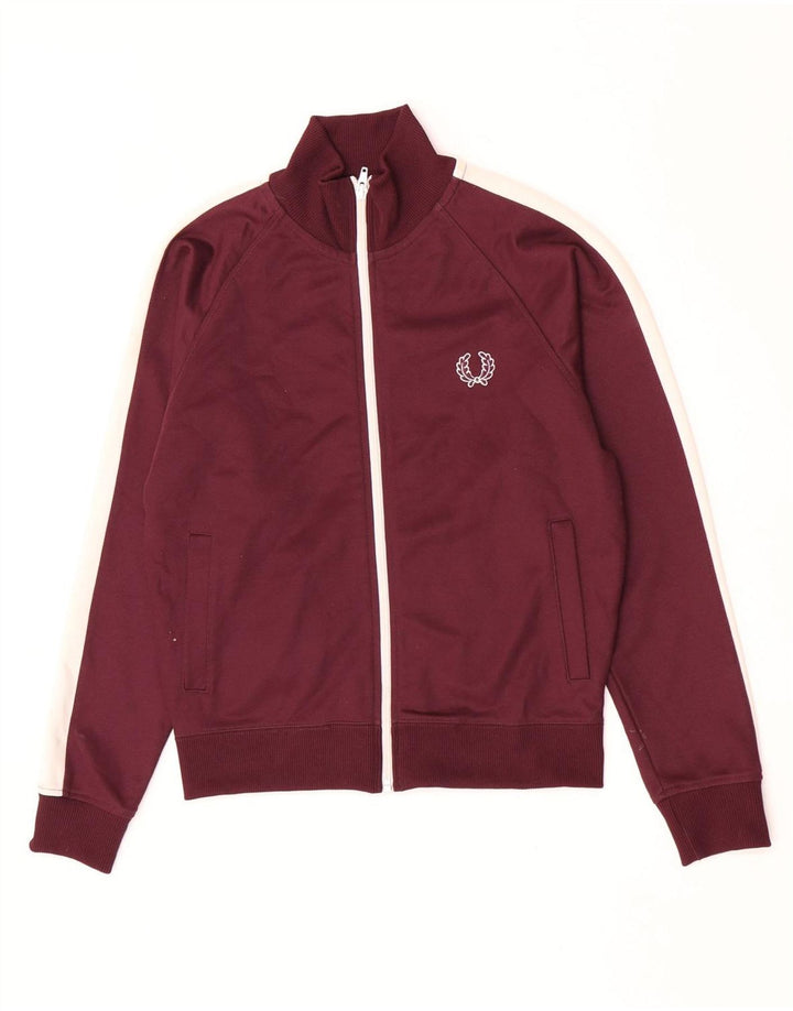 Fred Perry Chaqueta de chándal para niños 9-10 años Bloque de color granate mediano
