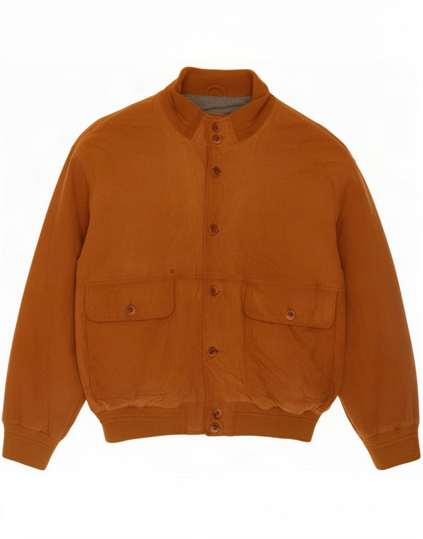 Chaqueta bomber de ante vintage para hombre UK 38 Cuero marrón medio