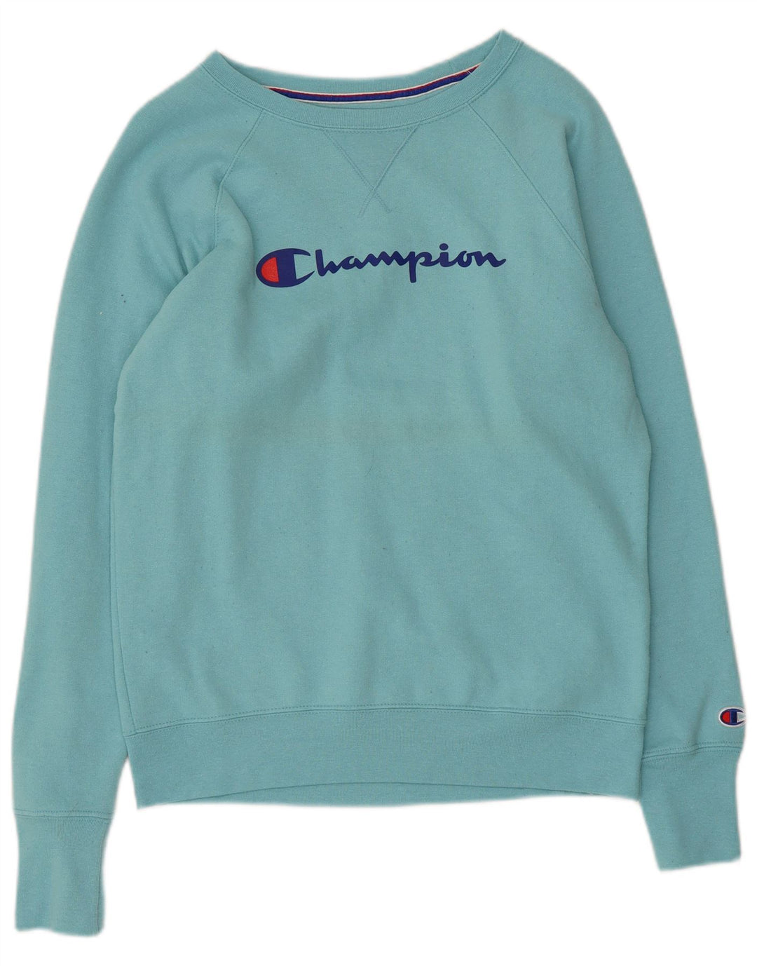 Champion Sudadera Gráfica para Mujer Jersey UK 10 Pequeño Poliéster Azul