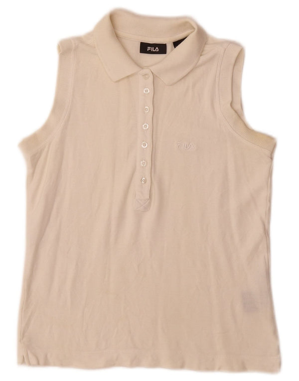 Fila Polo sin mangas para mujer UK 12 Medium White Cotton