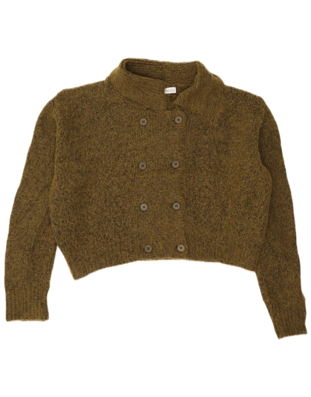 Zara Mujer Suéter Cárdigan Corto Extragrande UK 44 Medio Caqui Moteado