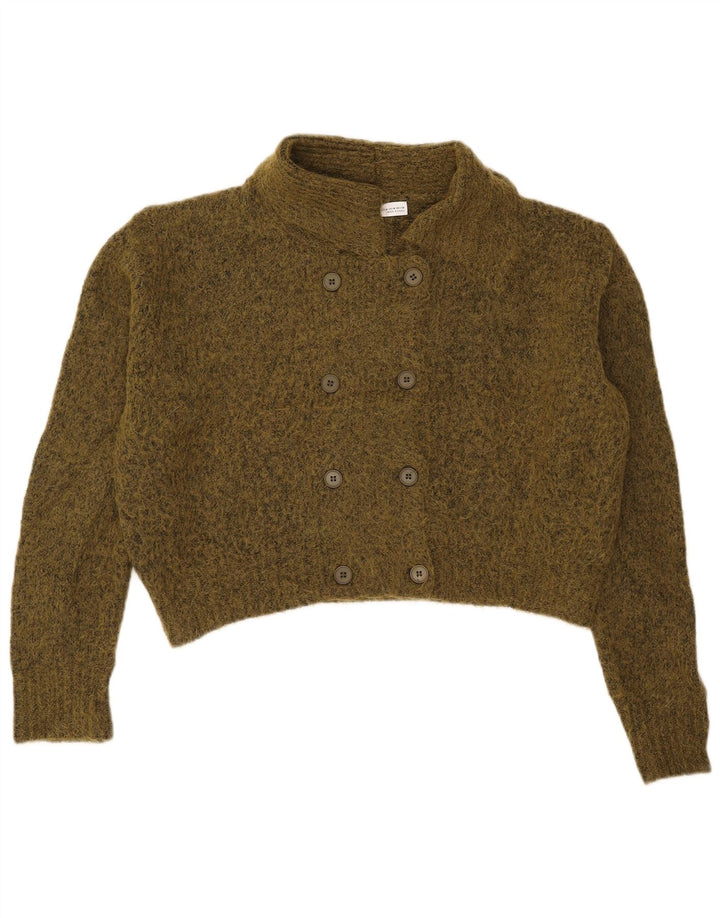 Zara Mujer Suéter Cárdigan Corto Extragrande UK 44 Medio Caqui Moteado