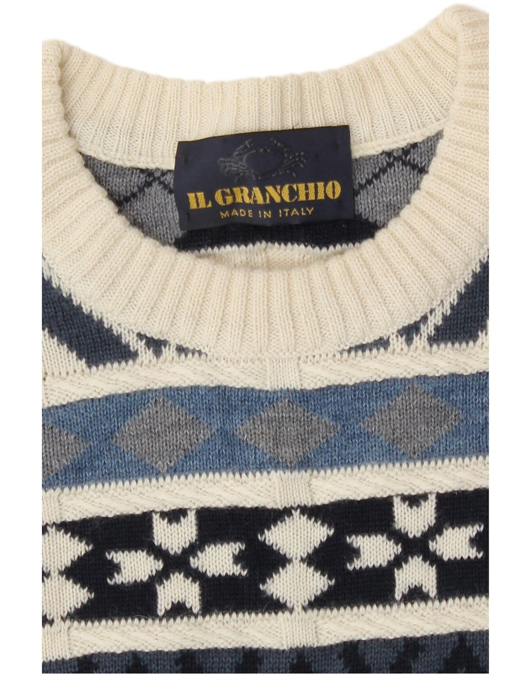 Il Granchio Jersey De Cuello Redondo Para Hombre Jersey Grande Azul Geométrico