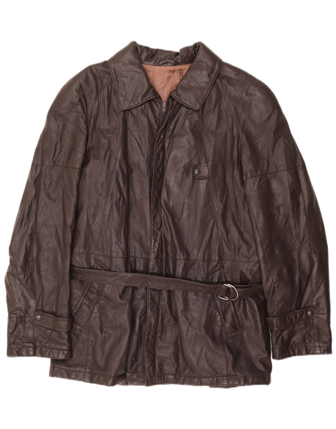 VINTAGE Chaqueta de cuero para hombre IT 54 2XL Cuero marrón