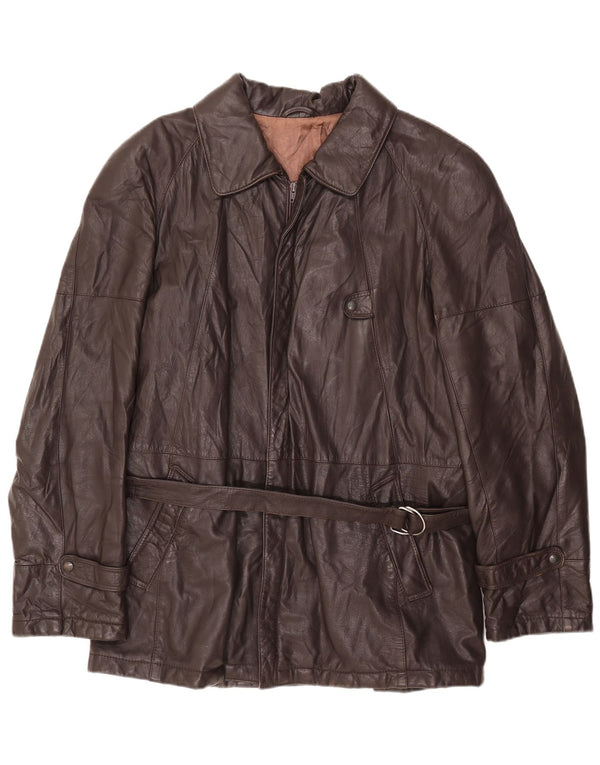 VINTAGE Chaqueta de cuero para hombre IT 54 2XL Cuero marrón