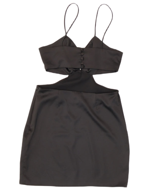 Zara Vestido ajustado sin mangas con recortes para mujer UK 8 Small Poliéster negro
