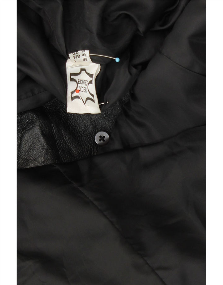 Vintage mujer cuero abrigo Reino Unido 14 cuero negro grande