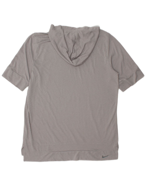 Camiseta Nike Dri Fit con capucha para hombre, poliéster gris medio