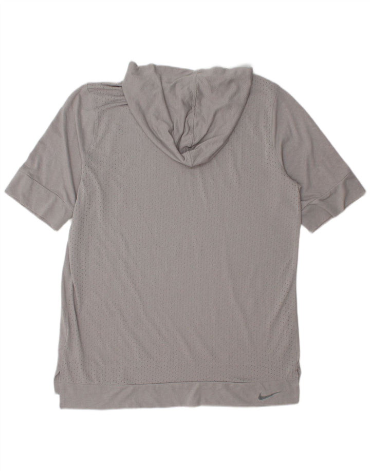 Camiseta Nike Dri Fit con capucha para hombre, poliéster gris medio