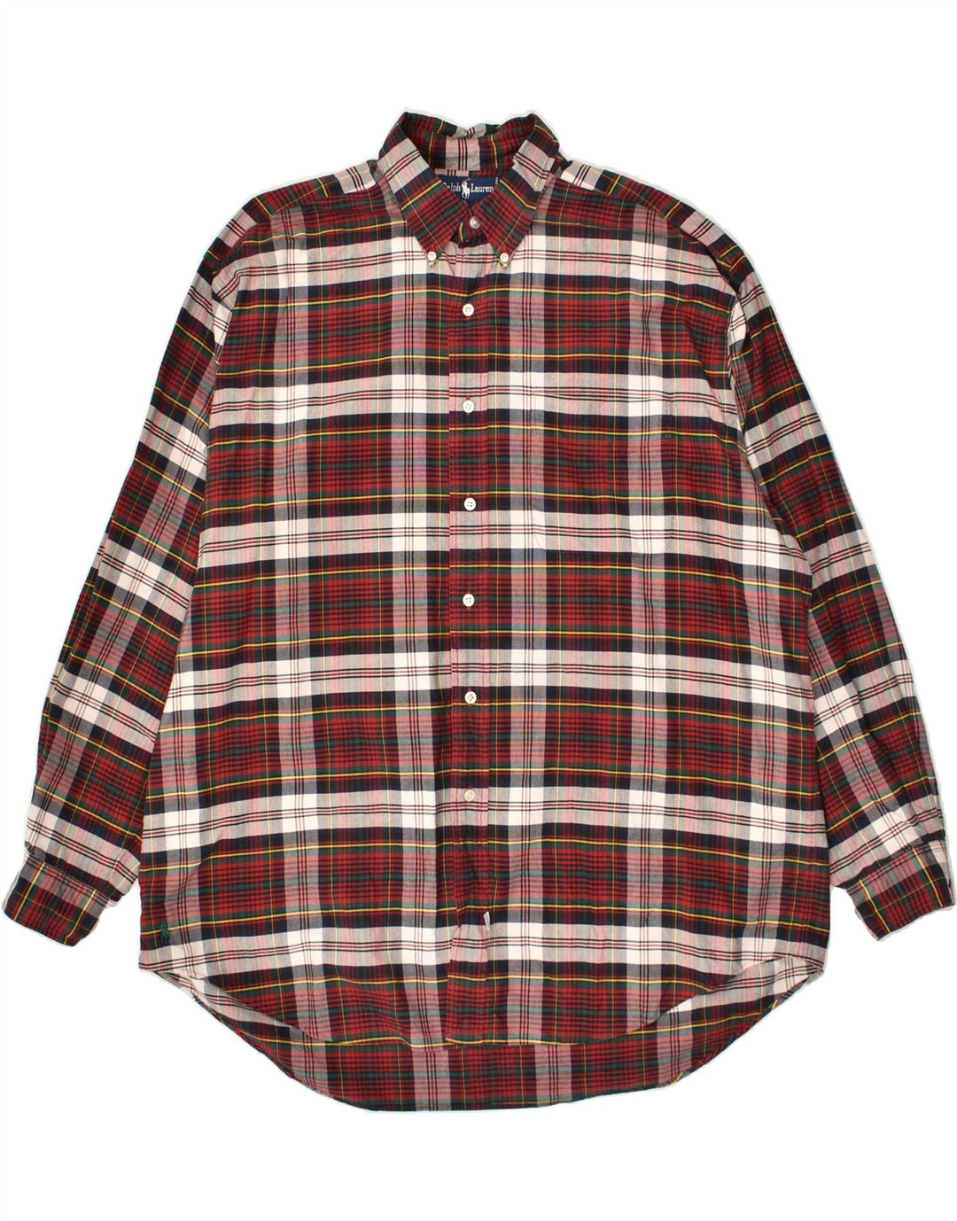 RALPH LAUREN Camisa de hombre grande de algodón a cuadros rojos