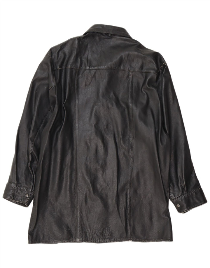 Vintage hombres chaqueta de cuero Reino Unido 38 medio negro