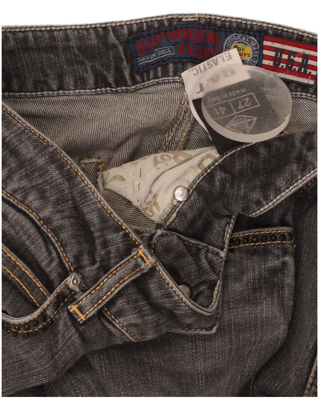 Roy Rogers Vaqueros ajustados para mujer W27 L33 Algodón gris
