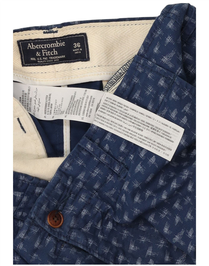 Abercrombie & Fitch Pantalones cortos chinos con estampado abstracto para hombre W36 Grande Azul marino