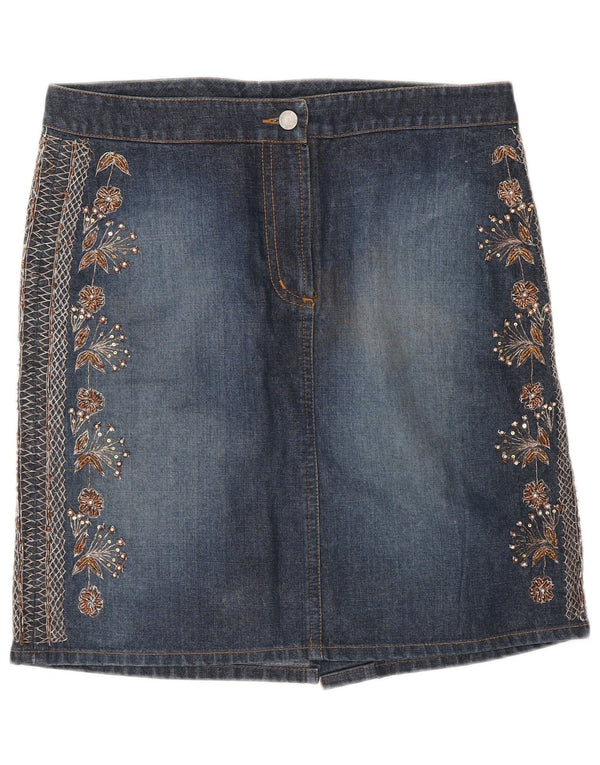 Falda vaquera para mujer Warehouse UK 12 Medium W30 Algodón floral azul