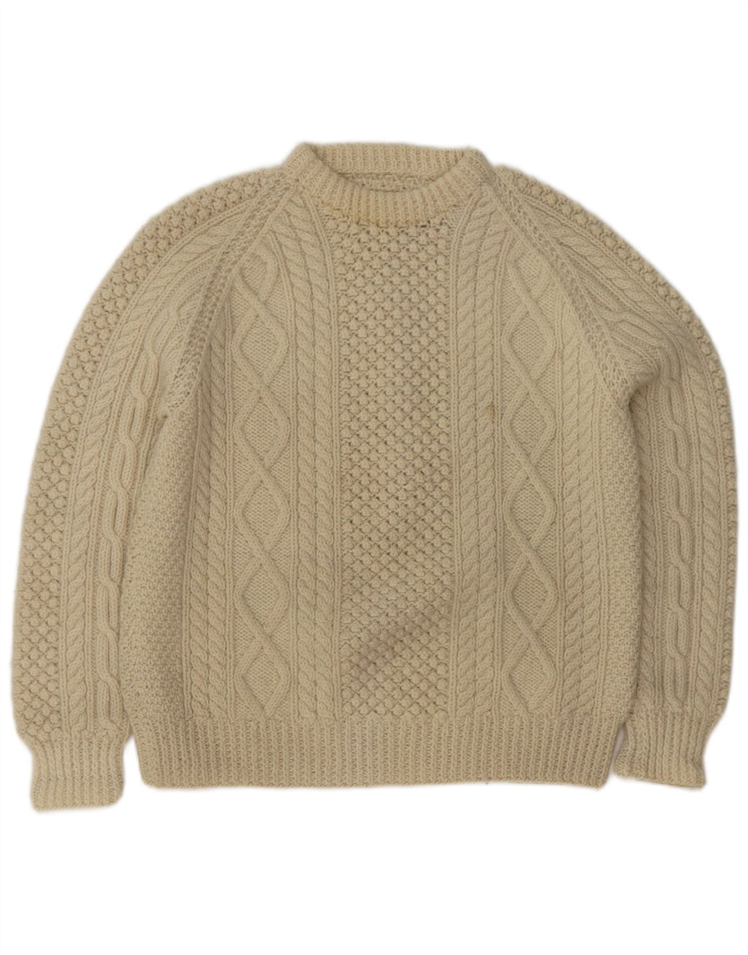 Vintage hombres cuello redondo jersey suéter medio de blanco