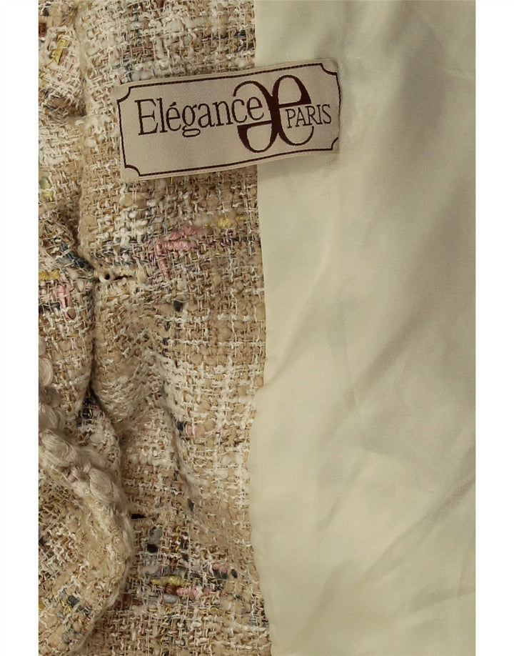 ELEGANCE PARIS Womens 5 Button Blazer Jacket UK 20 2XL Beige Check Vintage Elegance Paris and Second-Hand Elegance Paris from Messina Hembry 