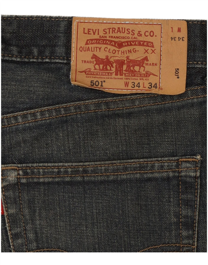 LEVI'S Mens 501 pantalones cortos de mezclilla W34 algodón azul grande