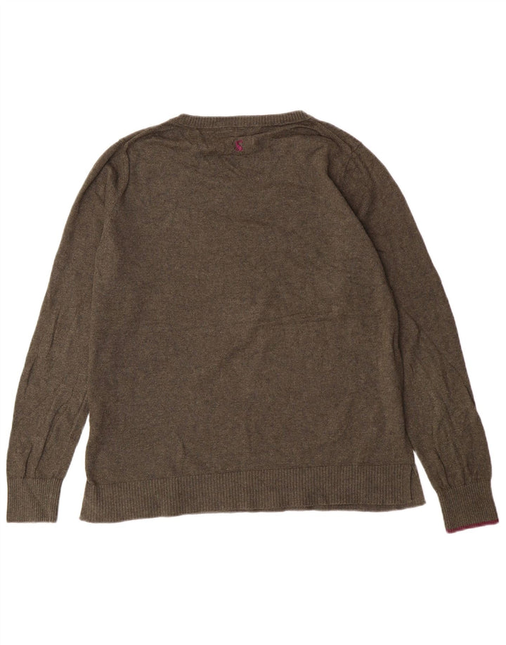 Joules Suéter gráfico con cuello redondo para mujer UK 12 Medium Khaki Cartoon