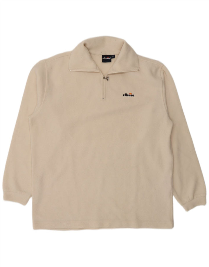 Ellesse Jersey de forro polar con cuello y cremallera para hombre 2XL Poliéster blanco roto