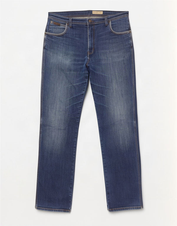 Wrangler Vaqueros rectos elásticos Texas para hombre W38 L34 Algodón azul