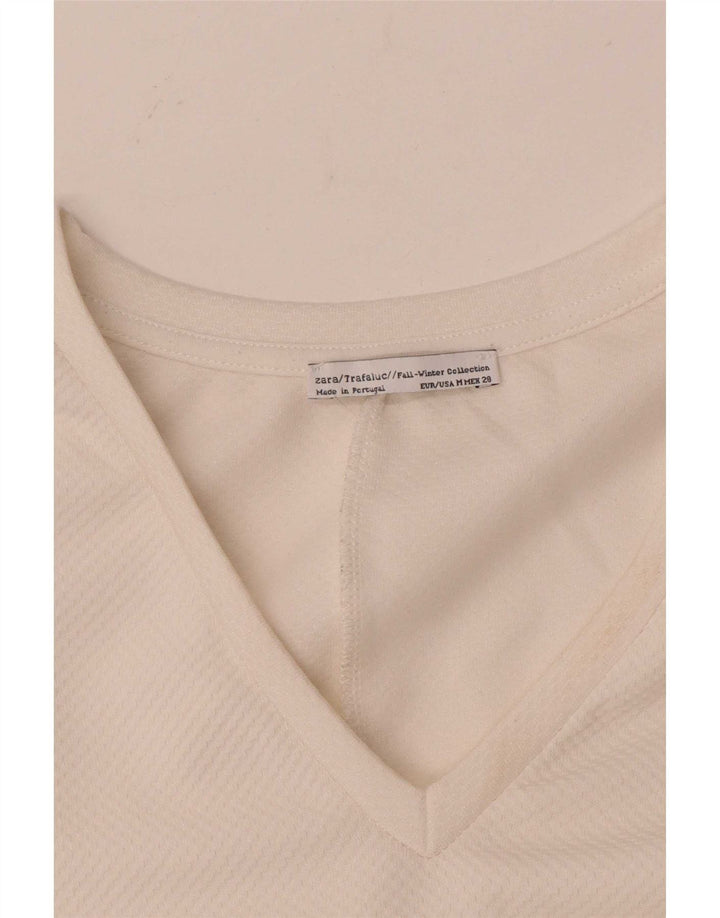 Zara Mujer Trafaluc Top Manga Larga UK 14 Medium Off White