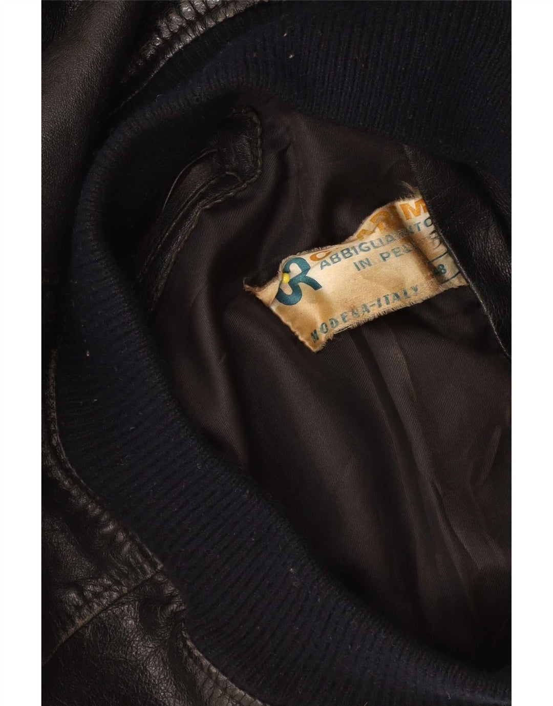 Chaqueta de cuero vintage para hombre IT 48 Medio Negro
