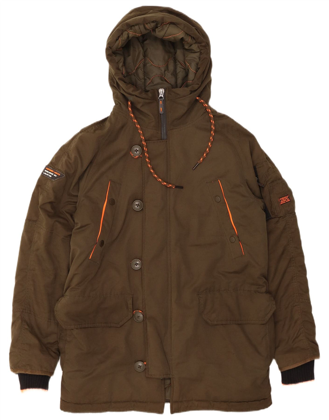 SUPERDRY Chaqueta parka con capucha para hombre UK 38 Medium Caqui Poliéster