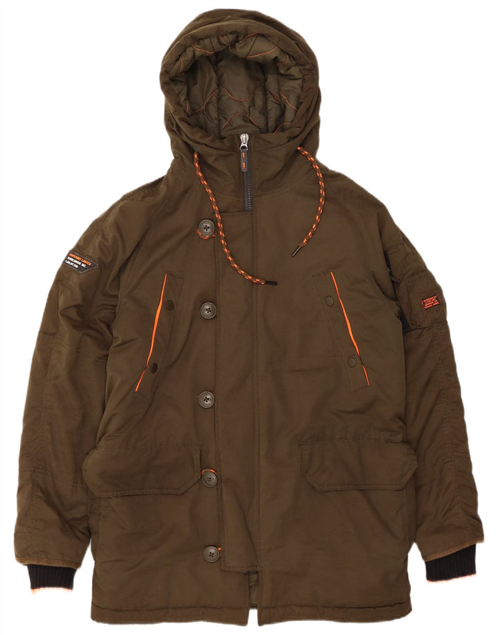 SUPERDRY Chaqueta parka con capucha para hombre UK 38 Medium Caqui Poliéster