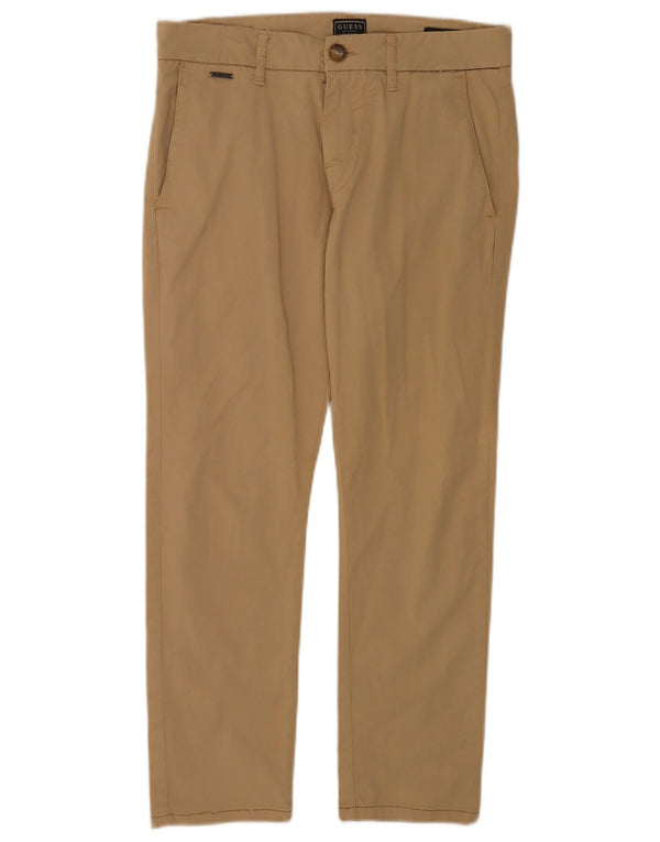 Guess Mens Daniel Super Skinny Chino Pantalones W30 L26 Algodón Beige