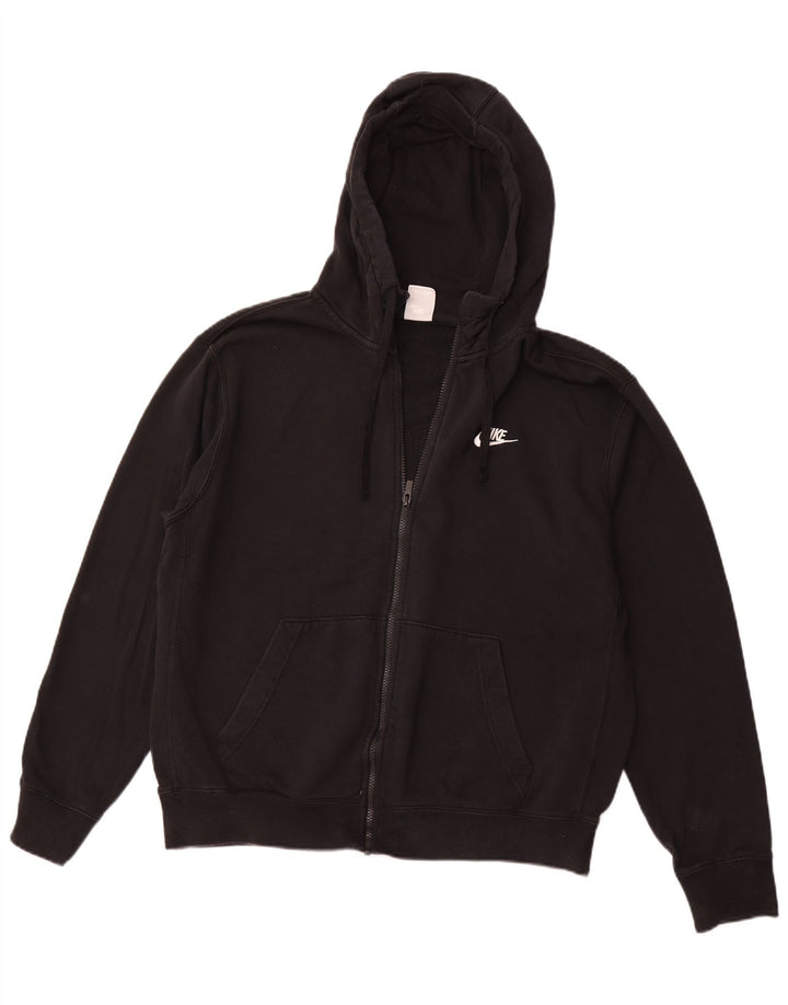 NIKE Sudadera con capucha y cremallera para hombre, talla grande, algodón negro