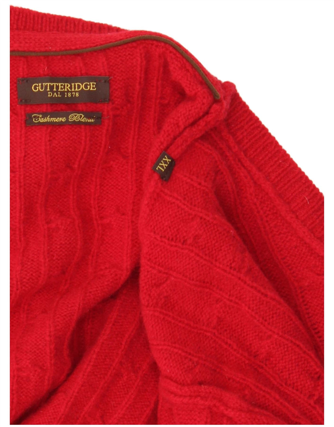 GUTTERIDGE Suéter tipo jersey con cuello redondo para hombre 2XL Rojo