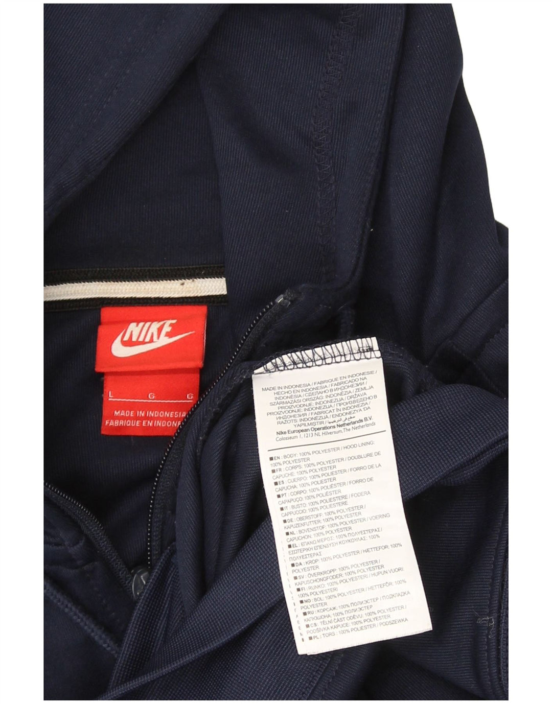 Nike - Sudadera con capucha y cremallera para hombre, talla grande, color azul marino, poliéster
