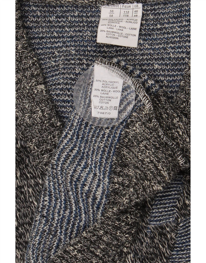 VINTAGE Suéter jersey con cuello en V para hombre Reino Unido 46/48 2XL Geométrico multicolor