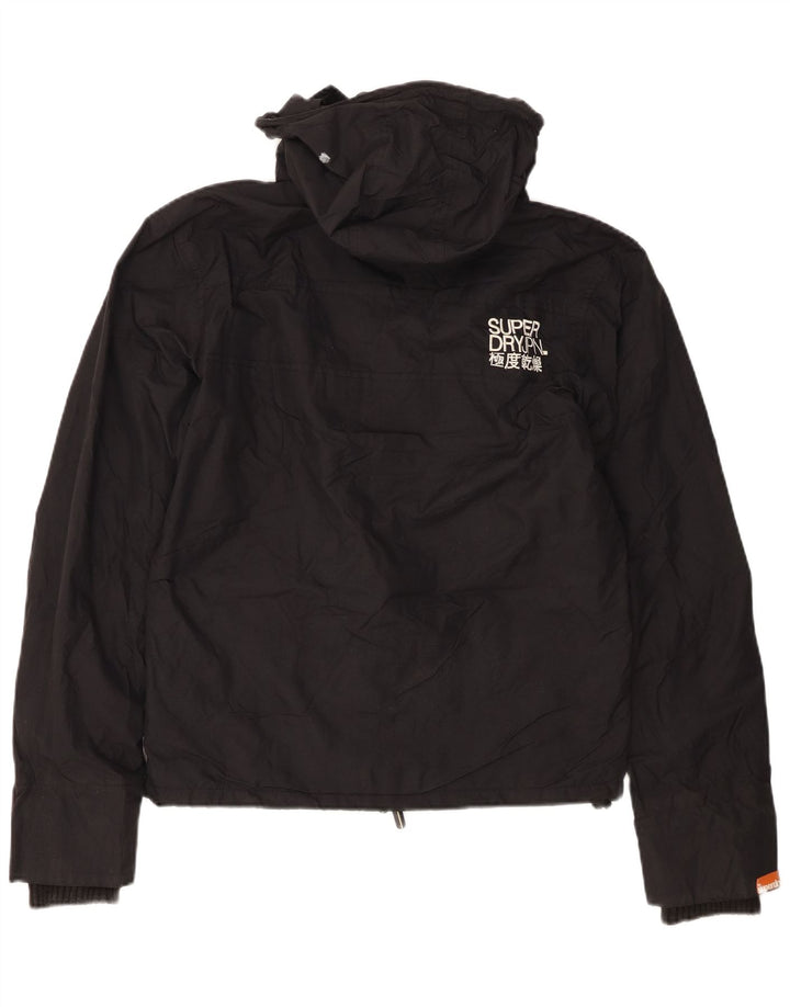 Superdry Chaqueta Cortavientos Con Capucha Gráfica Para Mujer UK 44 Medium Black Nylon