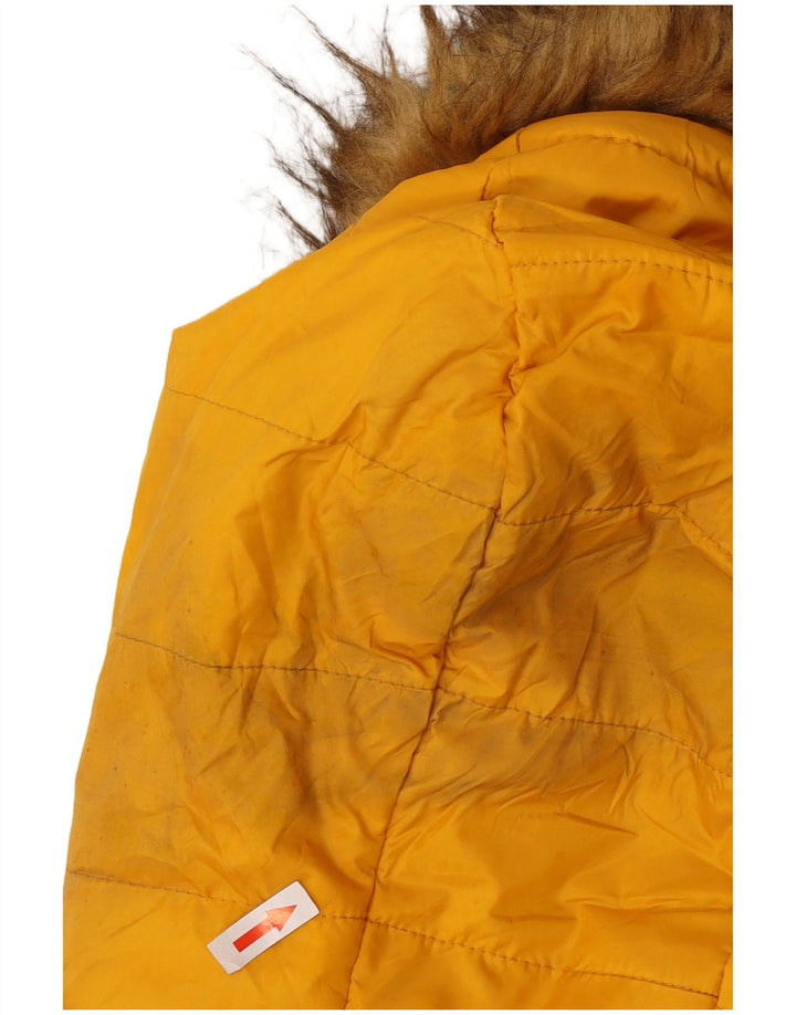 Zara Mujer Chaqueta Acolchada Con Capucha UK 10 Small Poliéster Amarillo