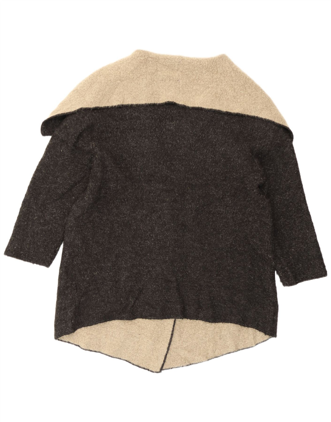 Zara Mujer Suéter Cárdigan Abierto Largo UK 44 Gris Medio Colorblock