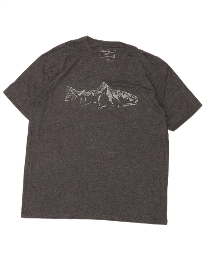EDDIE BAUER Camiseta gráfica para hombre Top grande de algodón moteado gris