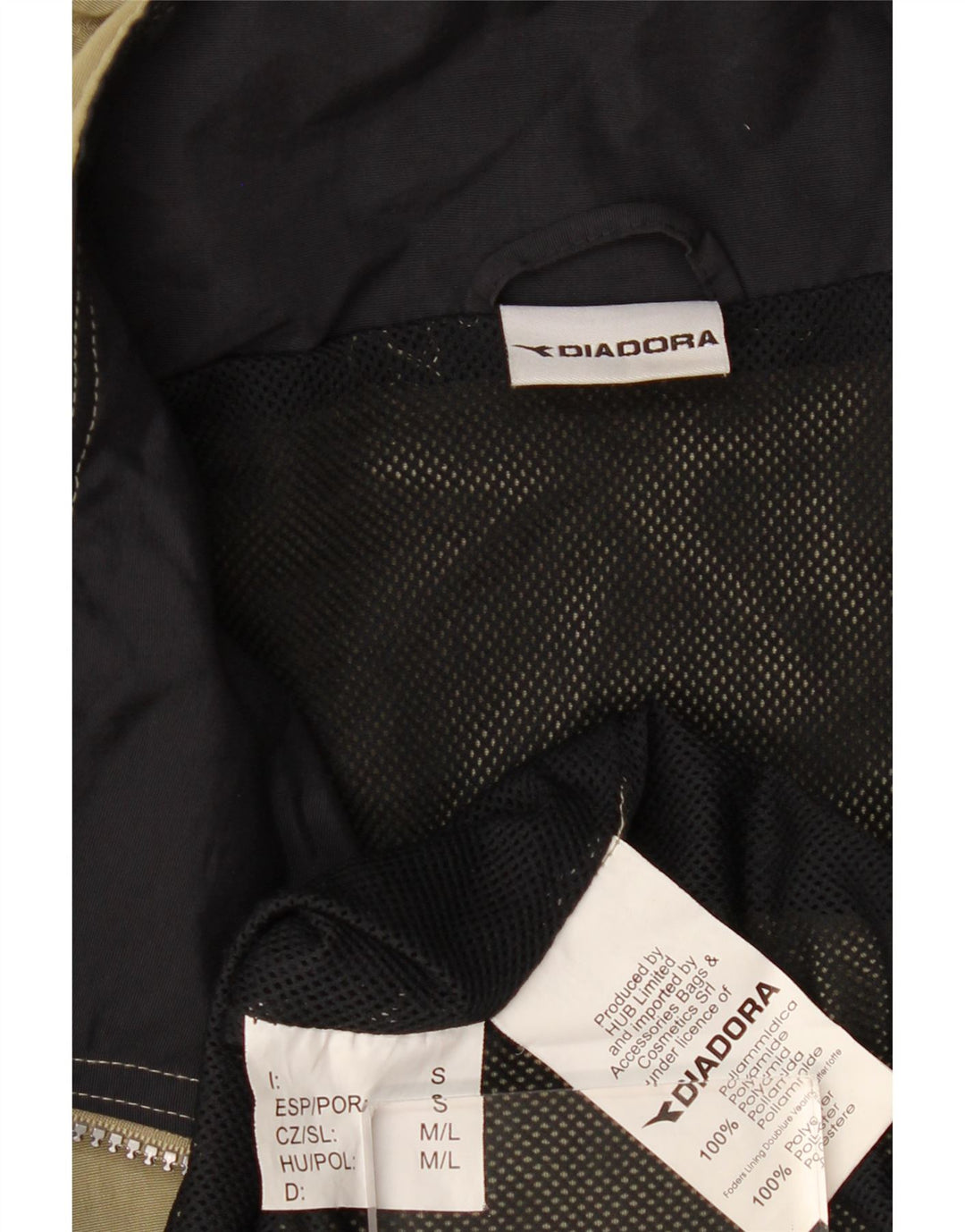 Diadora Chaqueta impermeable con capucha para hombre UK 36 Small Caqui Poliamida