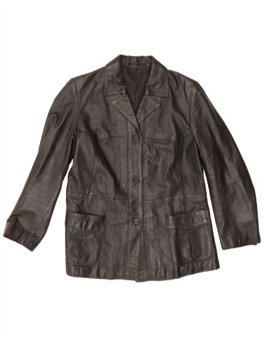 Vintage mujer chaqueta de cuero EU 42 cuero negro grande