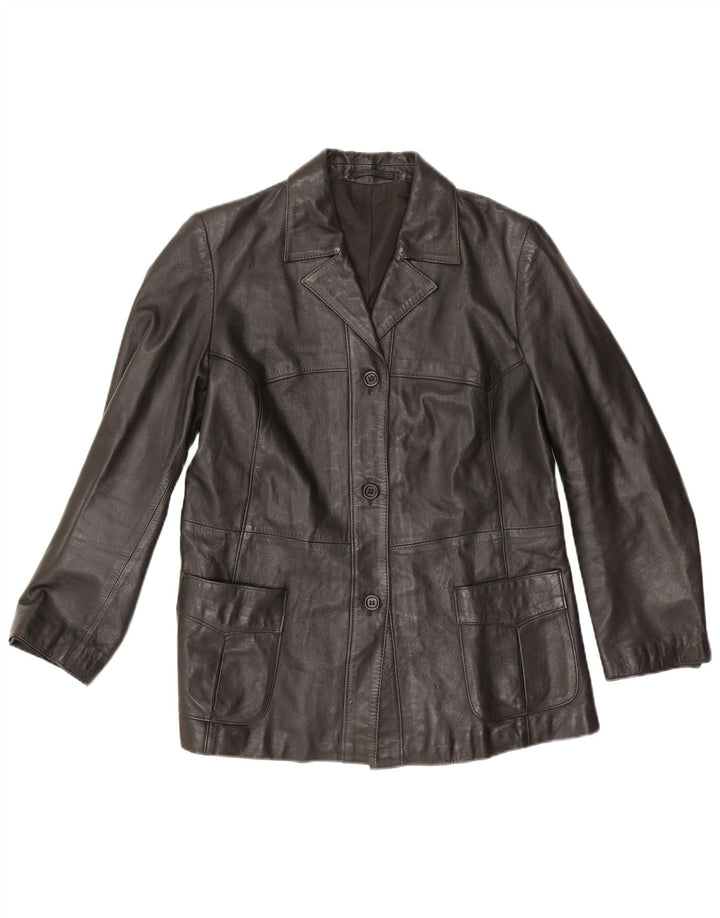 Vintage mujer chaqueta de cuero EU 42 cuero negro grande