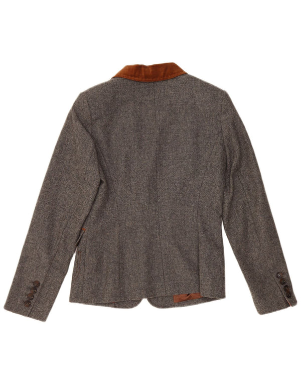 White Label Chaqueta tipo blazer de 2 botones para mujer UK 40 Small Gris Colorblock