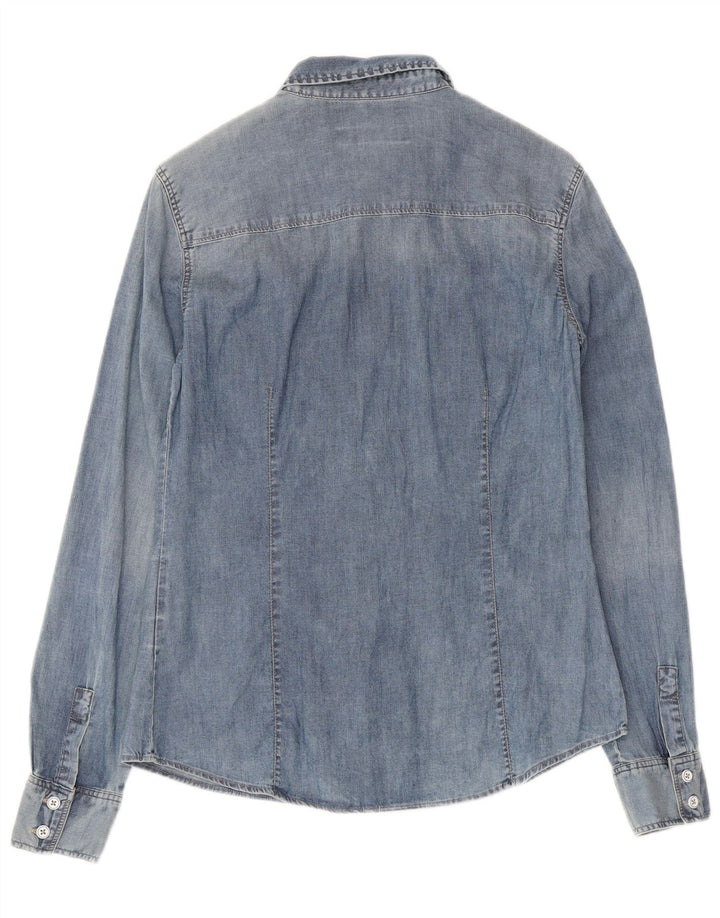 Zara Camisa Vaquera Mujer UK 44 Grande Algodón Azul